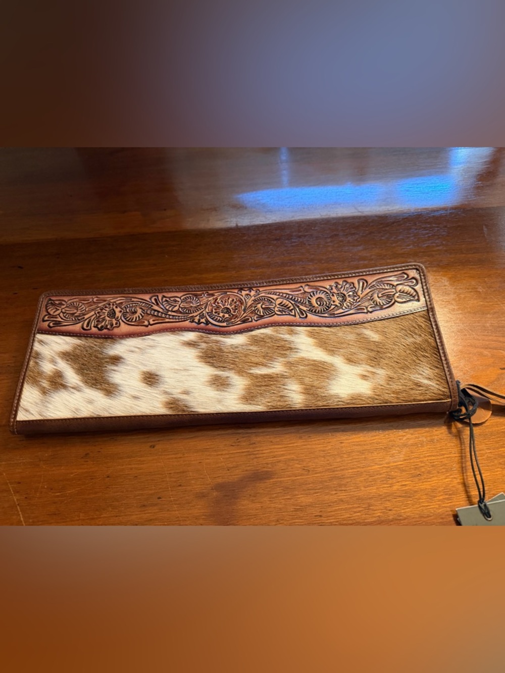 Myra Bags NWT Cowhide & Tooled Leather Jewelry Clutch - White and Brown - Picture 4 of 4